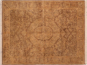 handmade Traditional Tamour Brown Gold Hand Knotted RECTANGLE 100% WOOL area rug 6x9
